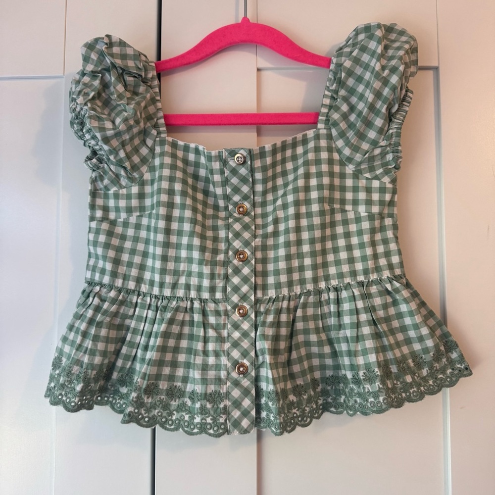 Tommy Bahama Kids Green Gingham Blouse